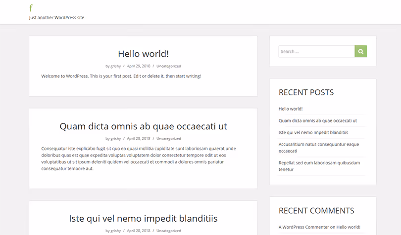 Панель WordPress со сгенерированными постами